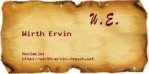 Wirth Ervin névjegykártya